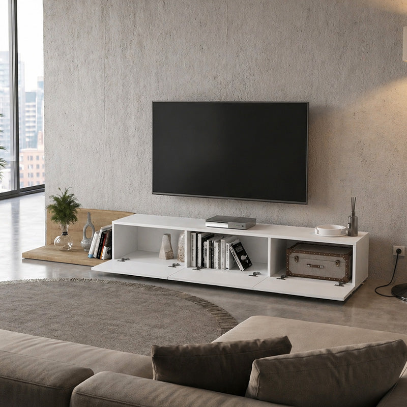 Έπιπλο τηλεόρασης Enstey  επεκτεινόμενο χρώμα sapphire oak - λευκό 260x41,8x33,5εκ. - Pakobazaar