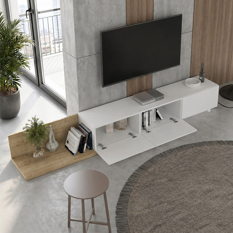 Έπιπλο τηλεόρασης Enstey  επεκτεινόμενο χρώμα sapphire oak - λευκό 260x41,8x33,5εκ. - Pakobazaar