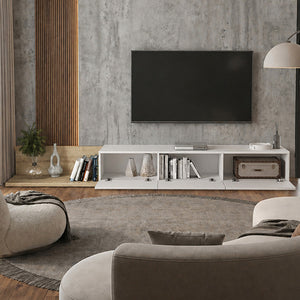 Έπιπλο τηλεόρασης Enstey  επεκτεινόμενο χρώμα sapphire oak - λευκό 260x41,8x33,5εκ. - Pakobazaar