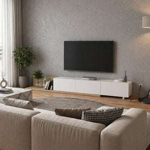 Έπιπλο τηλεόρασης Enstey  επεκτεινόμενο χρώμα sapphire oak - λευκό 260x41,8x33,5εκ. - Pakobazaar