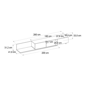 Έπιπλο τηλεόρασης Enstey  επεκτεινόμενο χρώμα sapphire oak - λευκό 260x41,8x33,5εκ. - Pakobazaar