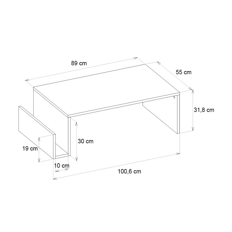 Τραπεζάκι σαλονιού Regnar  χρώμα rebab 100,6x55x31,8εκ. - Pakobazaar
