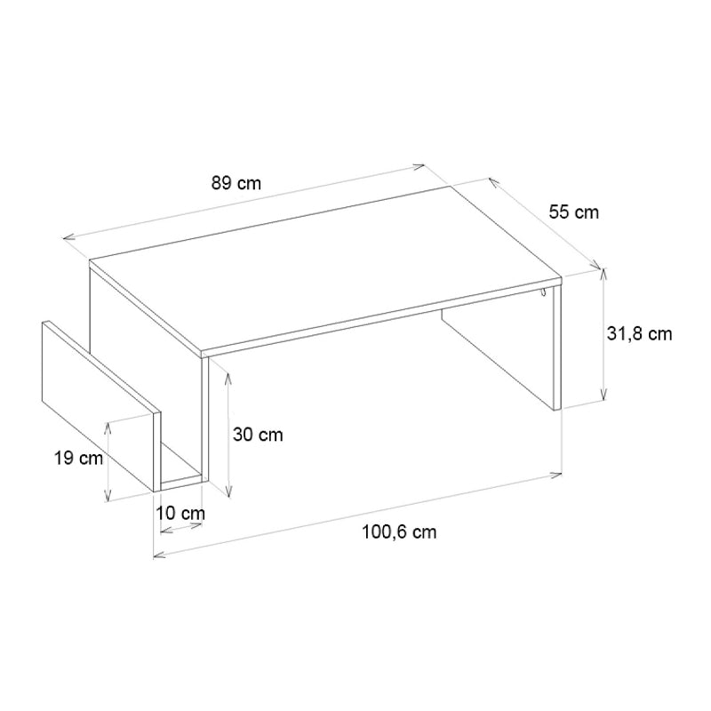 Τραπεζάκι σαλονιού Regnar  χρώμα λευκό 100,6x55x31,8εκ.
