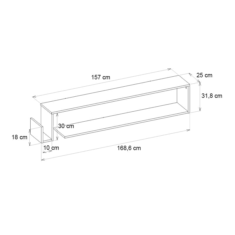 Έπιπλο τηλεόρασης επιτοίχιο Regnar  χρώμα rebab 168,6x25x31,8εκ. - Pakobazaar
