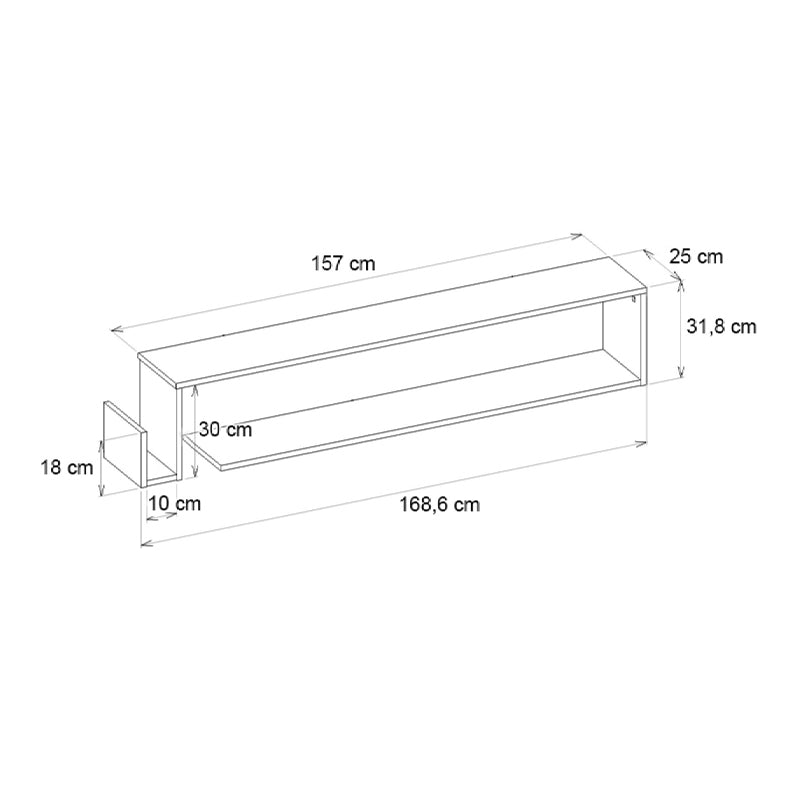 Έπιπλο τηλεόρασης επιτοίχιο Regnar  χρώμα λευκό 168,6x25x31,8εκ.