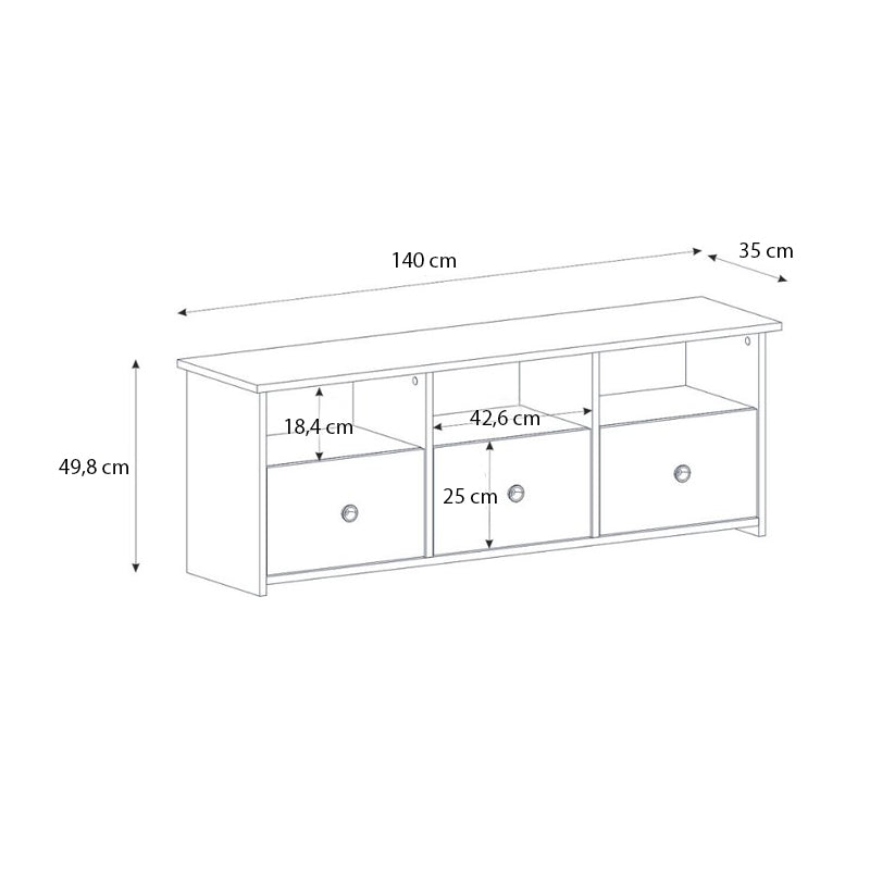 Έπιπλο τηλεόρασης Mahen  χρώμα sapphire oak 140x35x49,8εκ.