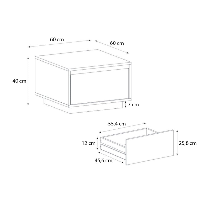 Τραπεζάκι σαλονιού Pura  χρώμα sapphire oak 60x60x40εκ.
