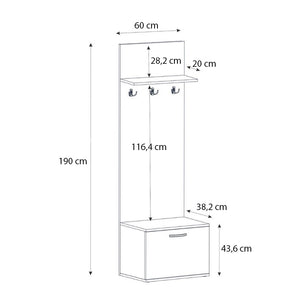 Έπιπλο εισόδου Track  χρώμα sapphire oak 60x38,2x190εκ.