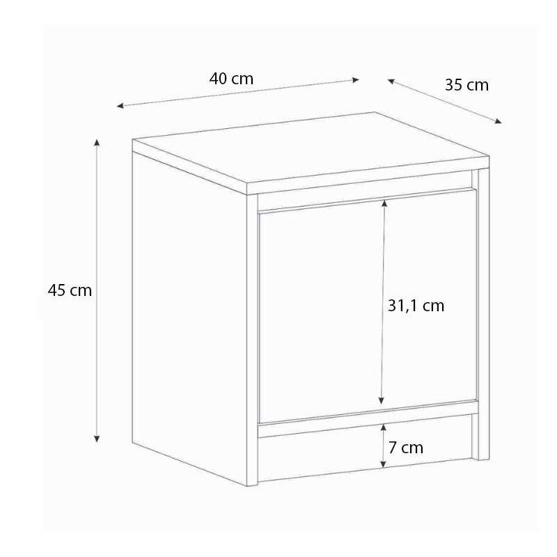 Κομοδίνο Conve  χρώμα sapphire oak 40x35x45εκ.