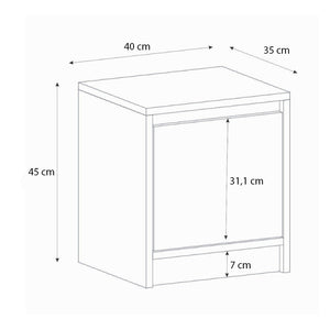 Κομοδίνο Conve  χρώμα λευκό 40x35x45εκ.