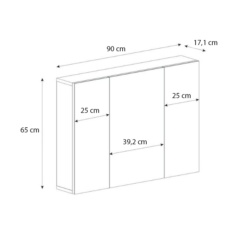 Καθρέπτης μπάνιου Base Μegapap χρώμα λευκό 90x17,1x65εκ.