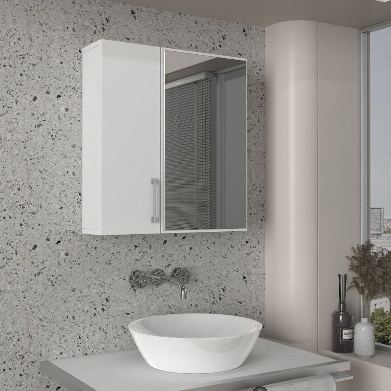 Καθρέπτης μπάνιου Ditto Μegapap χρώμα λευκό 59,6x16,4x64,8εκ. - Pakobazaar