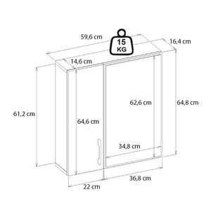 Καθρέπτης μπάνιου Ditto Μegapap χρώμα λευκό 59,6x16,4x64,8εκ. - Pakobazaar