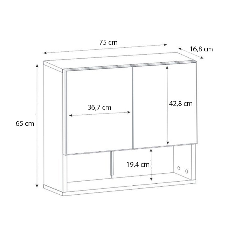 Καθρέπτης μπάνιου Trama Μegapap χρώμα λευκό 75x16,8x65εκ.