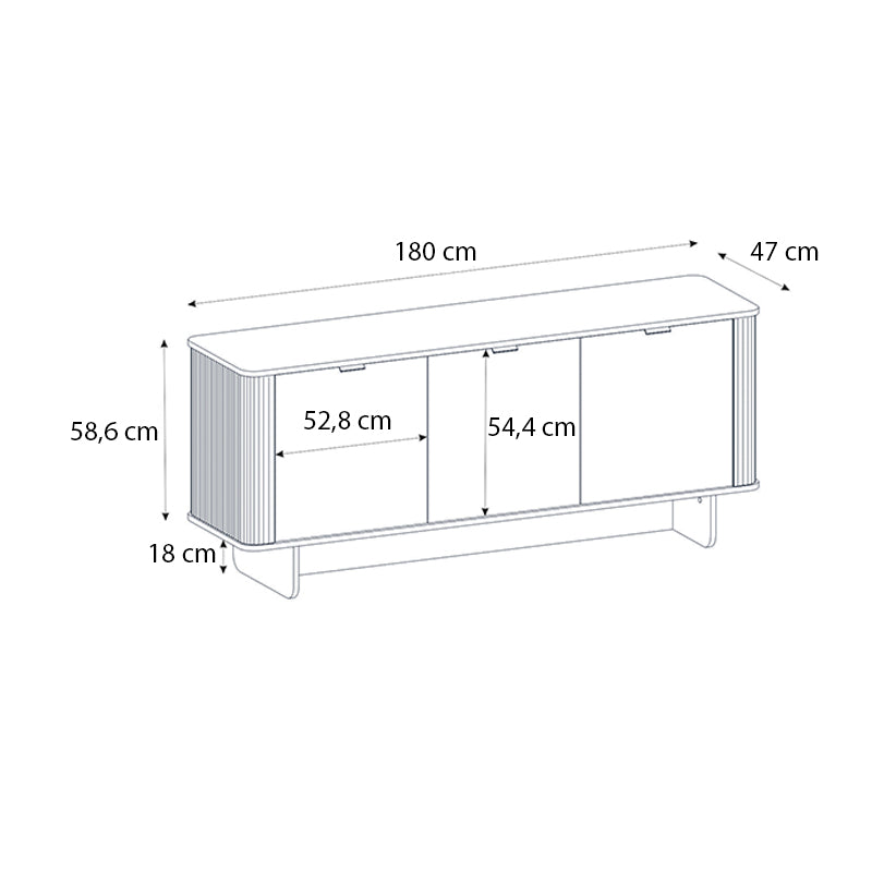 Μπουφές Bohema  χρώμα ivory - sepet oak 180x47x76,6εκ.