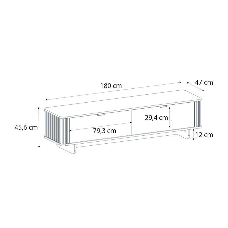 Έπιπλο τηλεόρασης Bohema  χρώμα ivory - sepet oak 180x47x45,6εκ.