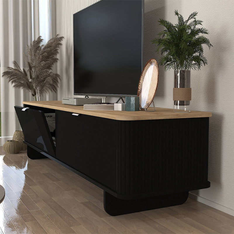 Έπιπλο τηλεόρασης Bohema  χρώμα μαύρο - sepet oak 180x47x45,6εκ.