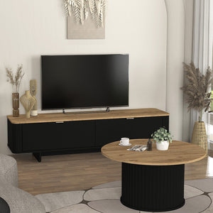 Έπιπλο τηλεόρασης Bohema  χρώμα μαύρο - sepet oak 180x47x45,6εκ.