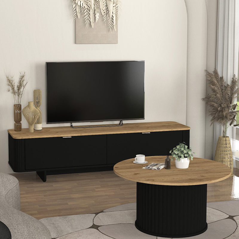 Έπιπλο τηλεόρασης Bohema  χρώμα μαύρο - sepet oak 180x47x45,6εκ.
