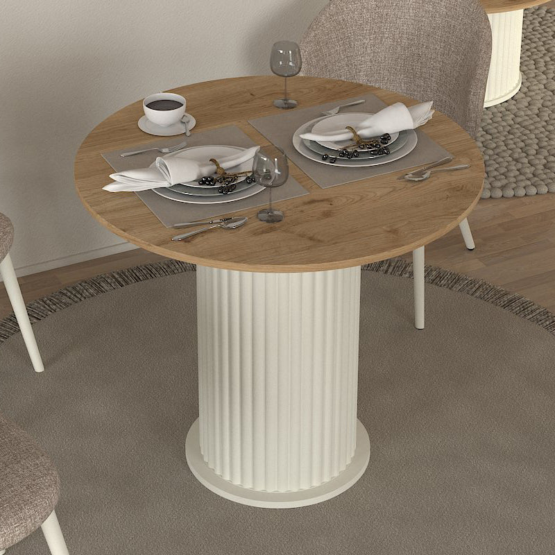 Τραπέζι Bohema  χρώμα ivory - sepet oak Ø90x77,7εκ.