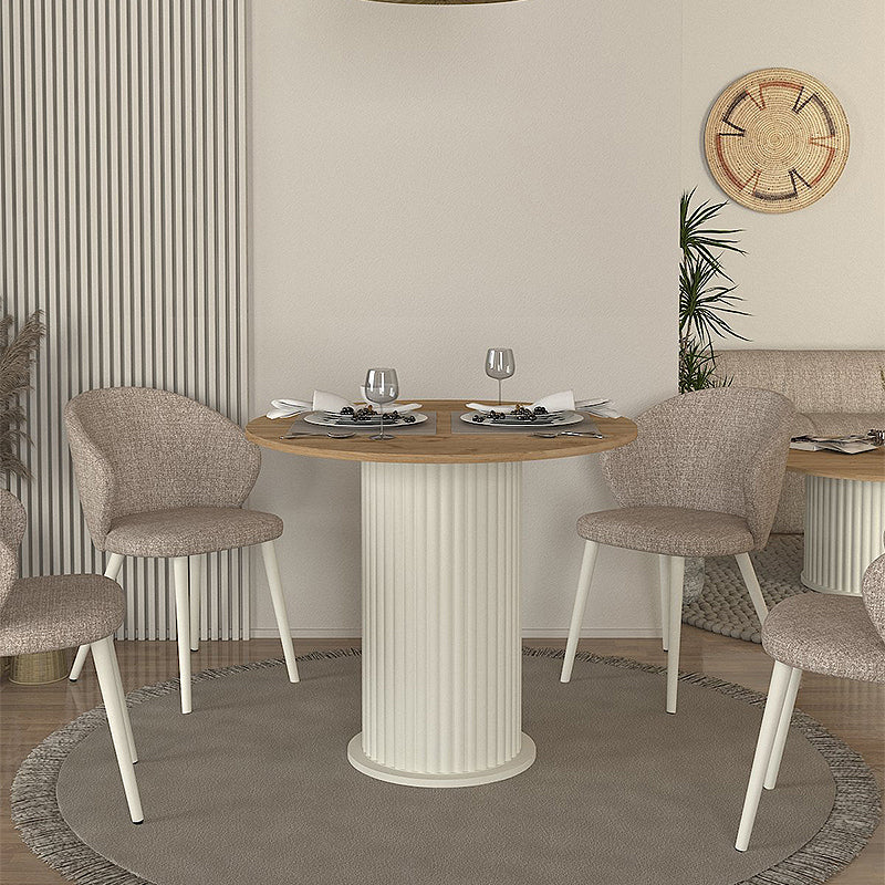 Τραπέζι Bohema  χρώμα ivory - sepet oak Ø90x77,7εκ.