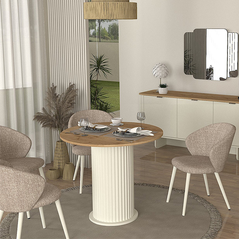 Τραπέζι Bohema  χρώμα ivory - sepet oak Ø90x77,7εκ.