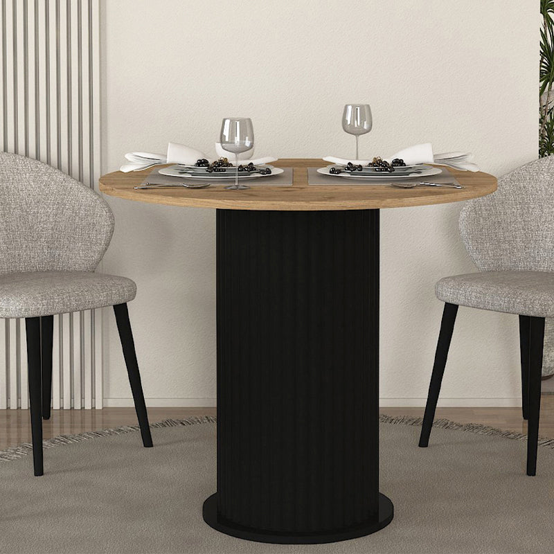 Τραπέζι Bohema  χρώμα μαύρο - sepet oak Ø90x77,7εκ.