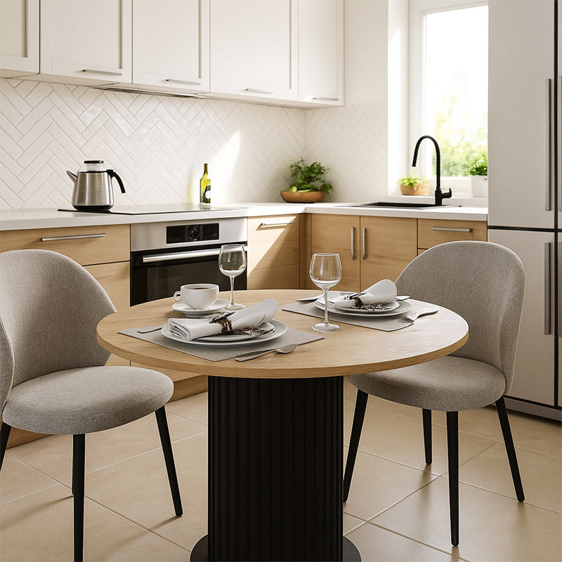 Τραπέζι Bohema  χρώμα μαύρο - sepet oak Ø90x77,7εκ.