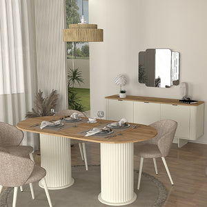 Τραπέζι Bohema  χρώμα ivory - sepet oak 180x90x77,7εκ.