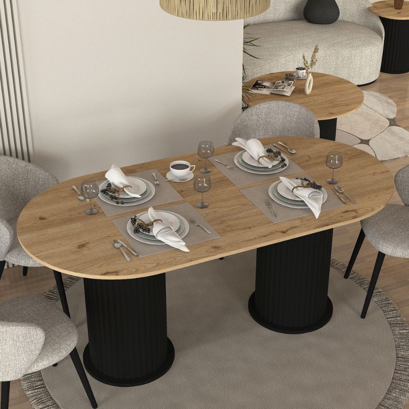 Τραπέζι Bohema  χρώμα μαύρο - sepet oak 180x90x77,7εκ.