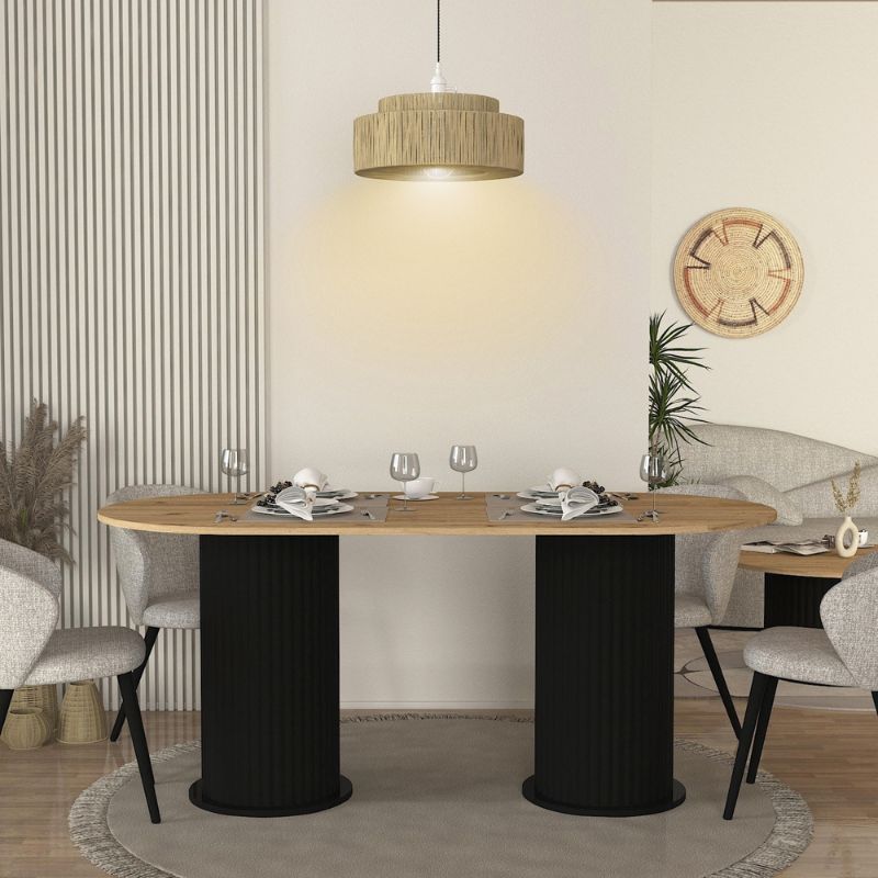 Τραπέζι Bohema  χρώμα μαύρο - sepet oak 180x90x77,7εκ.