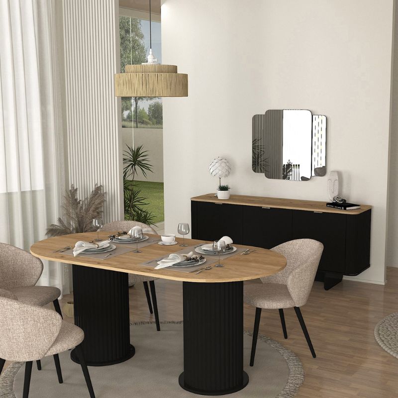 Τραπέζι Bohema  χρώμα μαύρο - sepet oak 180x90x77,7εκ.