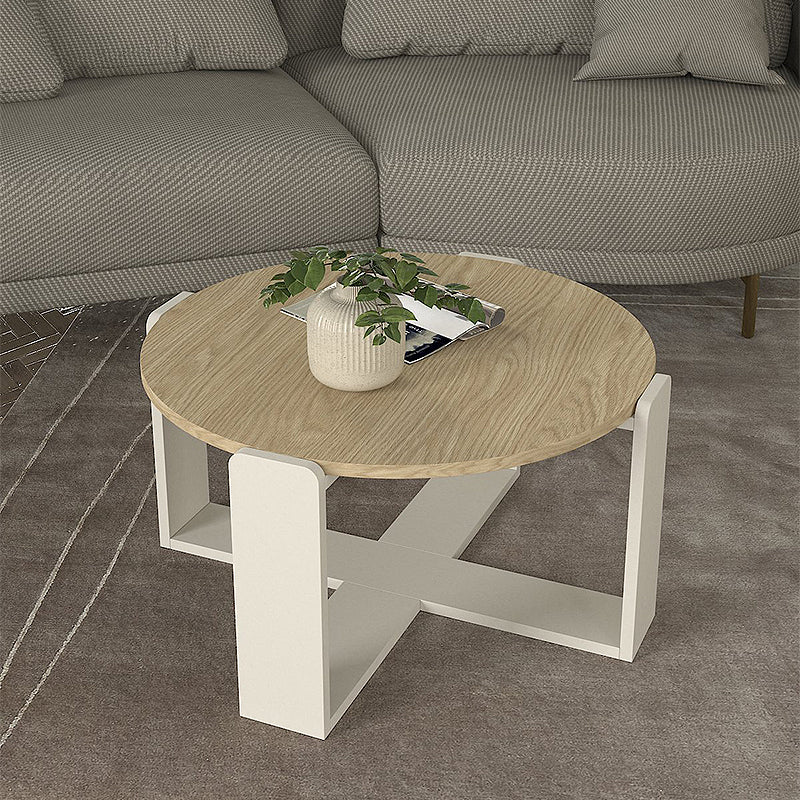 Τραπεζάκι σαλονιού Rebel  χρώμα rota oak - sandstone Ø70x38εκ.