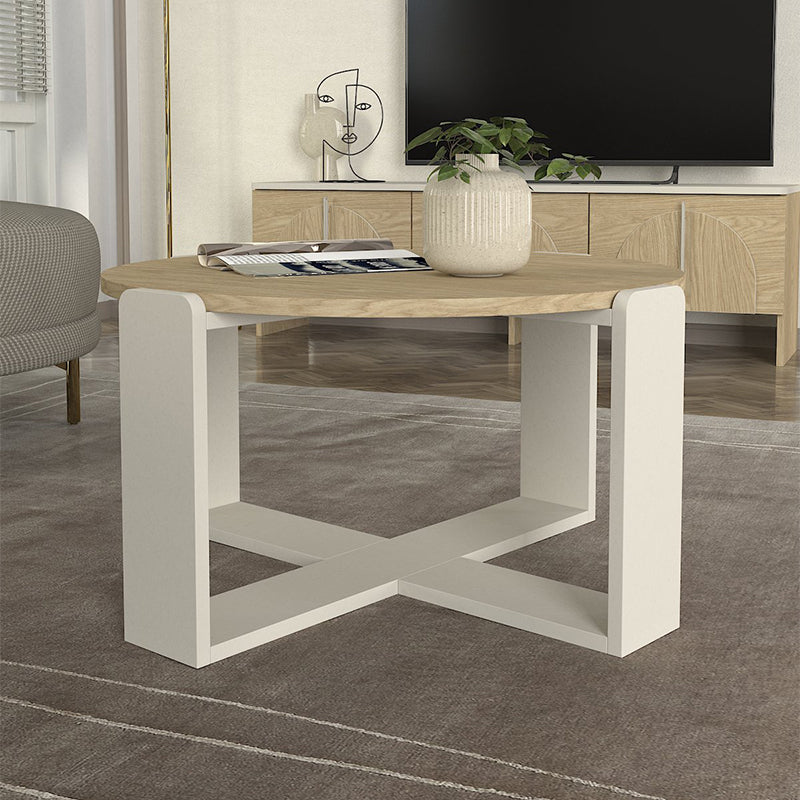 Τραπεζάκι σαλονιού Rebel  χρώμα rota oak - sandstone Ø70x38εκ.
