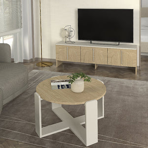 Τραπεζάκι σαλονιού Rebel  χρώμα rota oak - sandstone Ø70x38εκ.
