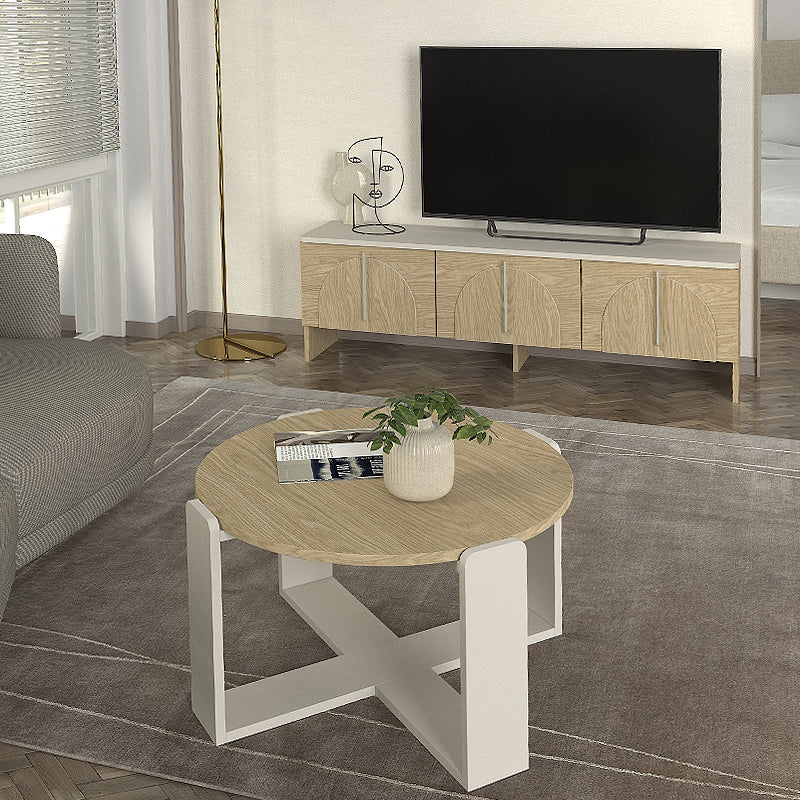 Τραπεζάκι σαλονιού Rebel  χρώμα rota oak - sandstone Ø70x38εκ.