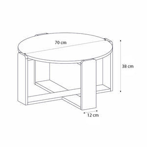 Τραπεζάκι σαλονιού Rebel  χρώμα rota oak - sandstone Ø70x38εκ.