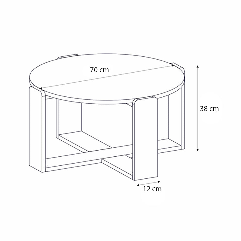 Τραπεζάκι σαλονιού Rebel  χρώμα rota oak - sandstone Ø70x38εκ.