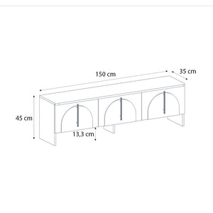 Έπιπλο τηλεόρασης Rebel  χρώμα rota oak - sandstone 150x35x45εκ.