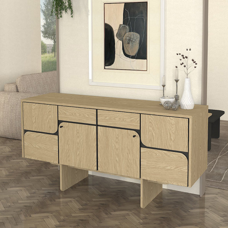 Μπουφές Lava  χρώμα rota oak - ανθρακί 150x44,6x76εκ.