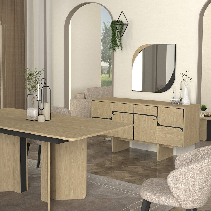 Μπουφές Lava  χρώμα rota oak - ανθρακί 150x44,6x76εκ.