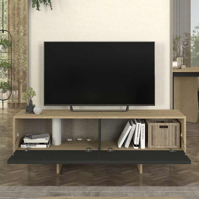 Έπιπλο τηλεόρασης Lava  χρώμα rota oak - ανθρακί 150x35x51,3εκ.