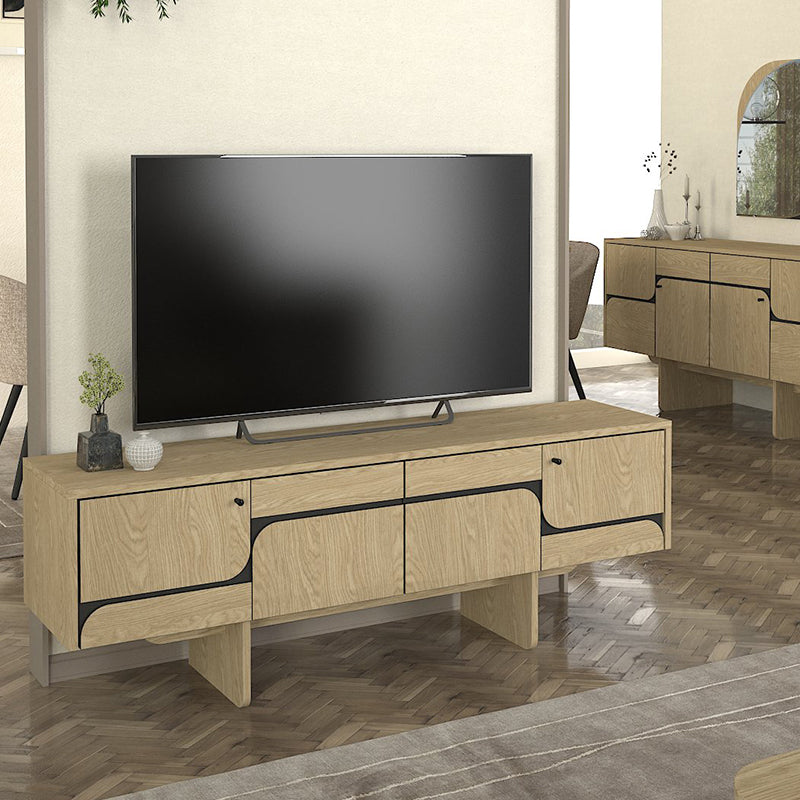 Έπιπλο τηλεόρασης Lava  χρώμα rota oak - ανθρακί 150x35x51,3εκ.