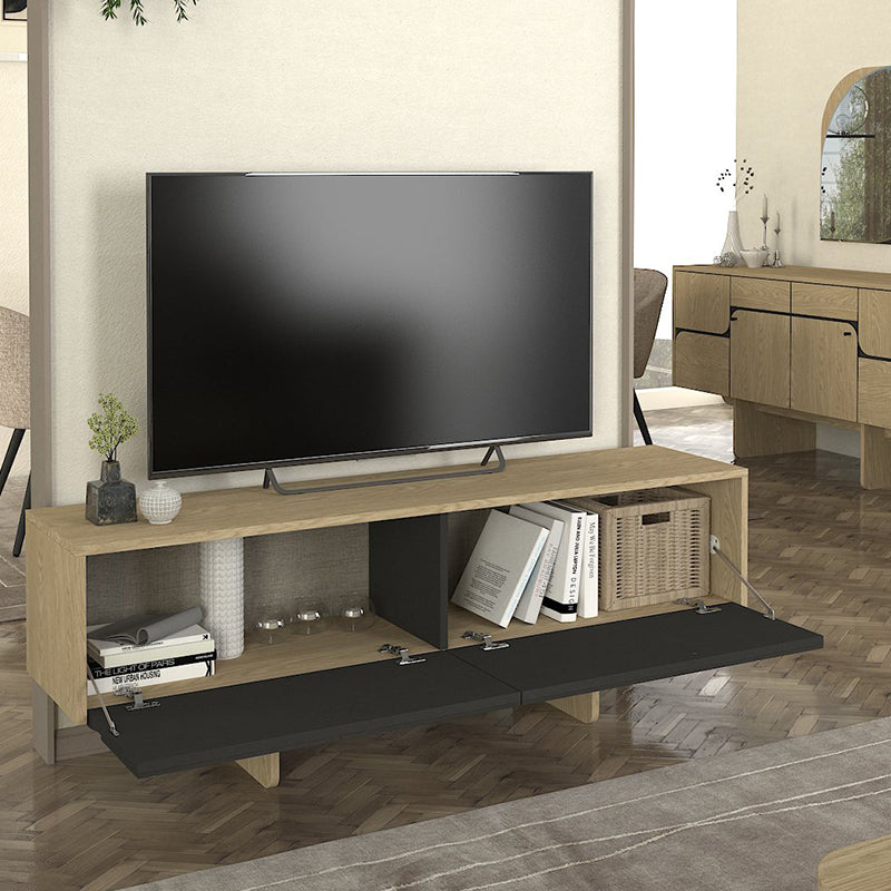 Έπιπλο τηλεόρασης Lava  χρώμα rota oak - ανθρακί 150x35x51,3εκ.
