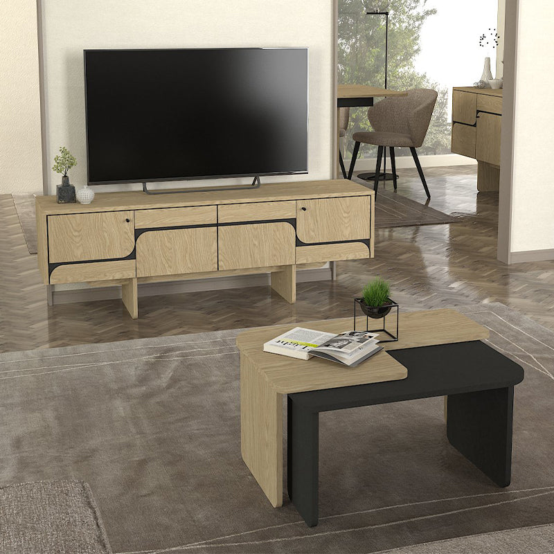 Έπιπλο τηλεόρασης Lava  χρώμα rota oak - ανθρακί 150x35x51,3εκ.