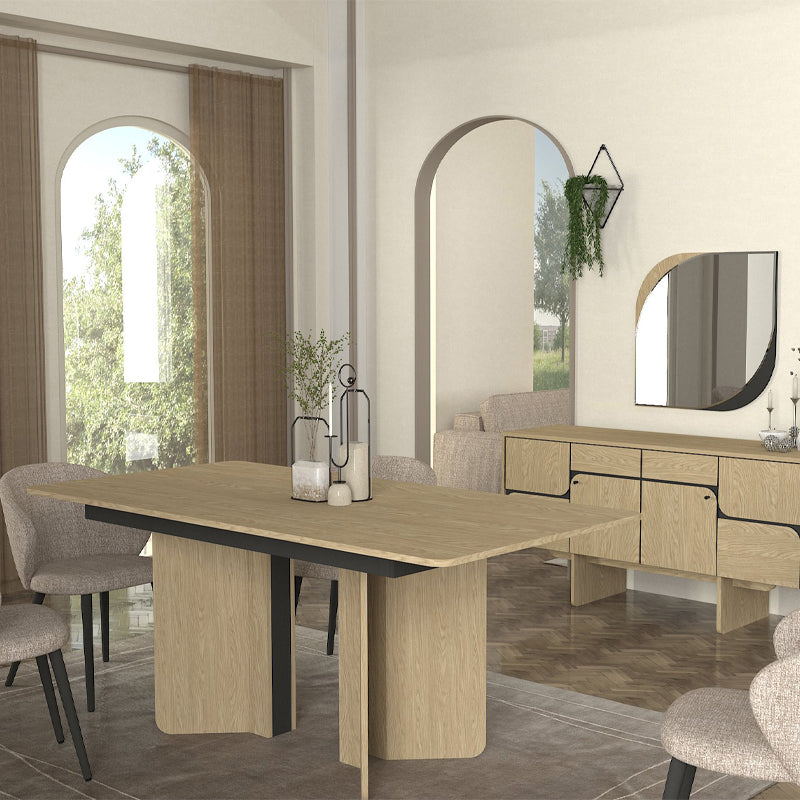 Τραπέζι Lava  χρώμα rota oak - ανθρακί 180x90x76,8εκ.