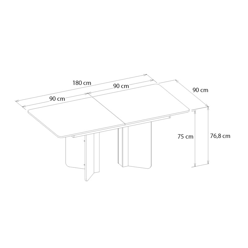 Τραπέζι Lava  χρώμα rota oak - ανθρακί 180x90x76,8εκ.
