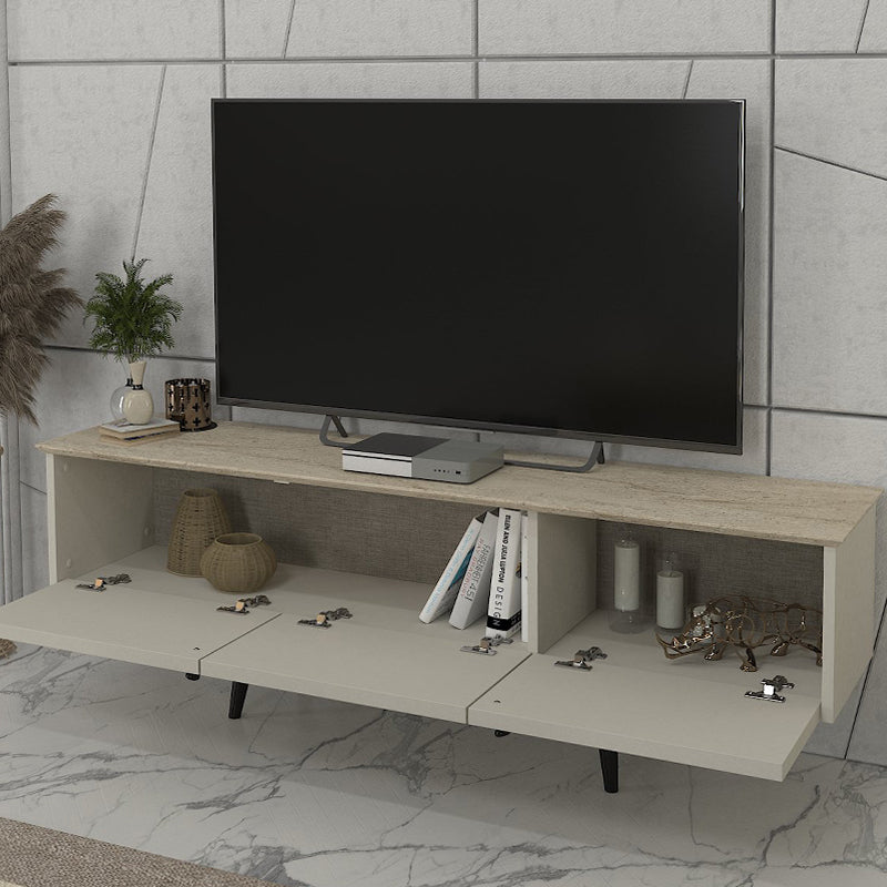 Έπιπλο τηλεόρασης Sevilla  χρώμα sandstone - travertine 150x35x45,6εκ.