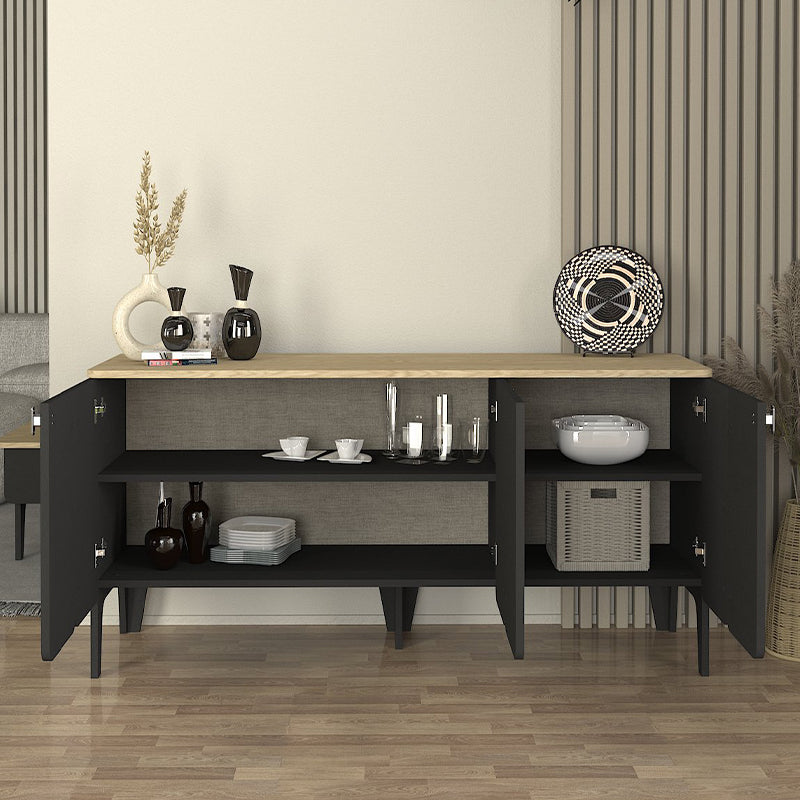 Μπουφές Pedro  χρώμα ανθρακί - rota oak 150x45x75εκ.