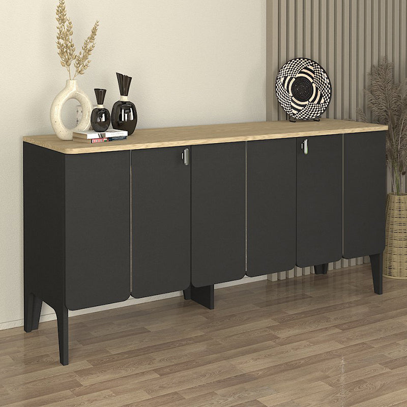 Μπουφές Pedro  χρώμα ανθρακί - rota oak 150x45x75εκ.